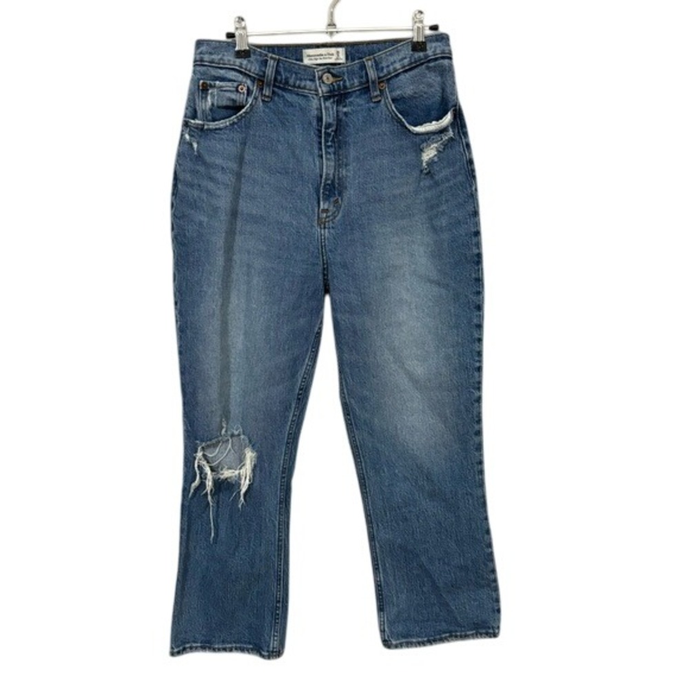A&F Abercrombie Ultra High Rise Kick Flare Jeans Distressed CURVE LOVE 29/8R